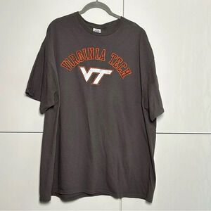 VA Tech T-shirt Gray Spellout Size 2XL Deta Pro Weight Hokies Short Sleeve